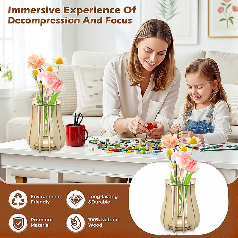 Wooden Puzzle Vase For Bouquet - đánh giá và giá Florist Supply Vases